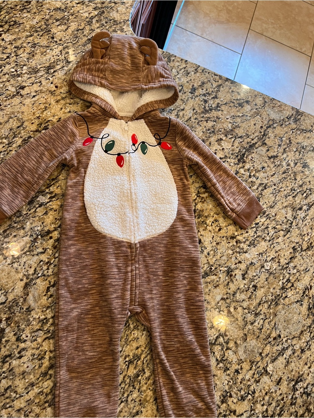 Carters Baby Reindeer Christmas outfit sweater onesie jumpsuit 18 months